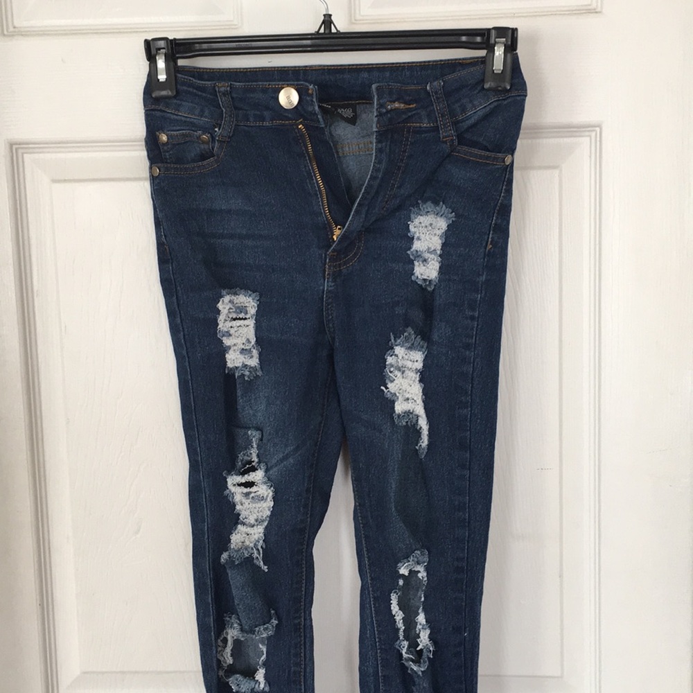 High Waisted Ripped Skinny Jeans - Picture 2 of 2